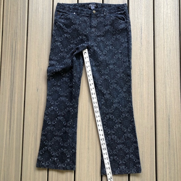 Etcetera Embossed Black Flare 5 Pocket Jeans Size 8 - Picture 6 of 8